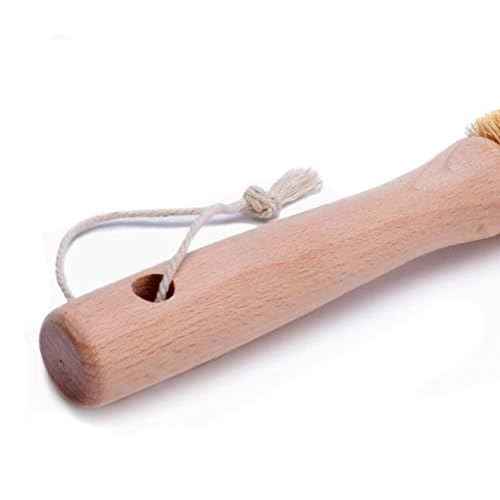 1Pcs Coconut Fibre Brush with Natural Wooden Handle Hangable Kitchen Multifunction Brush Cup Brush Washing Brush for Glass Feeding Bottle Wine Bottle