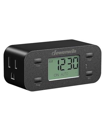 DEWENWILS Black Indoor Programmable Digital Timer Outlet - 1 Pack