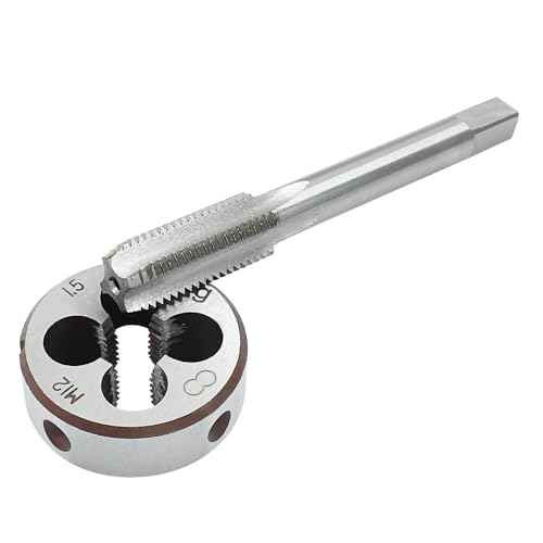 Hordion M12 x 1.5mm Tap and Die Set, High-speed Steel Thread Tap Die Set,Right Hand Machine Tap with Round Threading Die