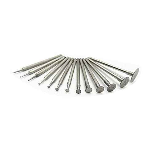 Luo ke 13 Pcs T Shape Diamond Burr - 3/32'' Shank Channel Cutting Burs Diamond Mounted Stone Carving Burr for Rotary Tools Includes Dremel
