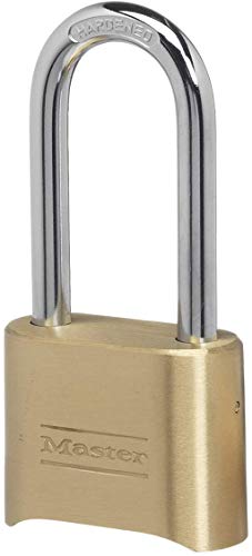 Master Lock Combination Padlock 175DLH Outdoor Brass Long Shackle 4 Digit