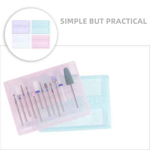 Nail Drill Bits Cases Nail Drill Box Manicure Case: 4pcs 14 Grids Nails Drill Bits Storage Box Nail Polishing Heads Display Container Holder for Grinding Heads Drill Storage Box