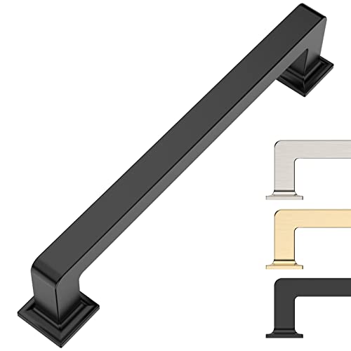 9BUILD 10 Pack Matte Black 5-Inch Cabinet Handles - 128MM Center Hole Kitchen Hardware