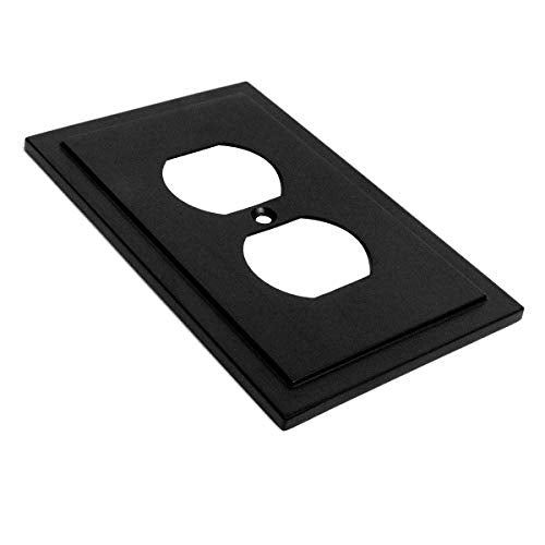 Henne Bery Modern Edge Matte Black Wall Plate Single Duplex 2PK - Zinc Alloy Decor
