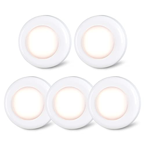 Star-Patterned 2.8” LED Puck Lights Warm White 5 Pack Under Cabinet Battery Operated