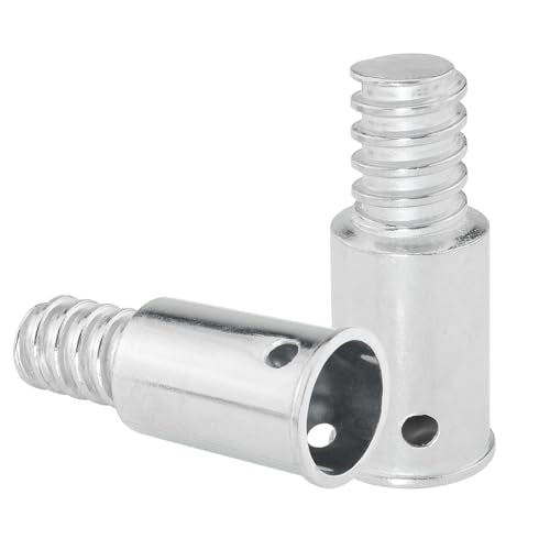 2PCS 22mm/0.87inch Threaded Tips Replacement Metal Threaded Handle Tips Push Broom Handle Threaded End with Screws for Extension Poles Repairing Wood or Metal Poles