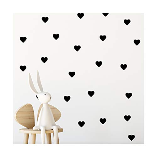| Heart Shape Decoration Removable Wall Art Vinyl Decal Stickers | (Pack of 80) (Black)