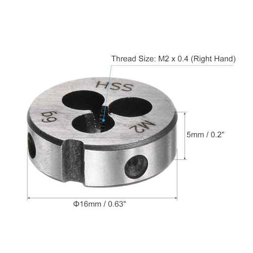 uxcell Round Threading Dies, Metric M2 x 0.4 Thread (Right Hand), High Speed Steel (HSS) Screw Cutting Die Repair Tool