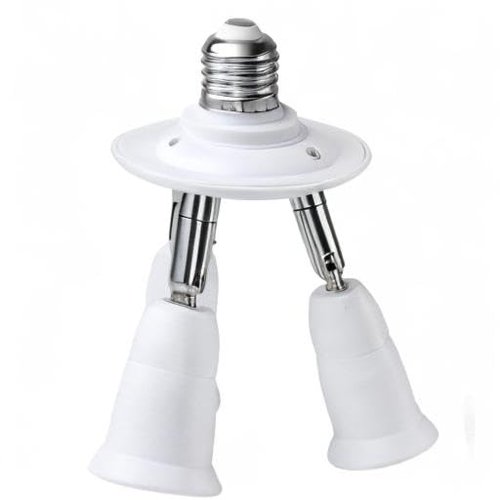 JACKYLED 3 in 1 E26 Light Socket Splitter Adapter Converter for Standard LED Bulbs 360 Degree Adjustable 180 Degree Bendable Max Watt 180w