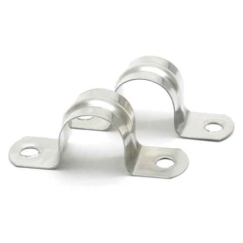 50 Pack 3/4 Inch 20mm U Bracket Rigid Pipe Strap Clamp, Two Hole Strap U Tube Pipe Conduit Clamp Clip for Pipe Fixing