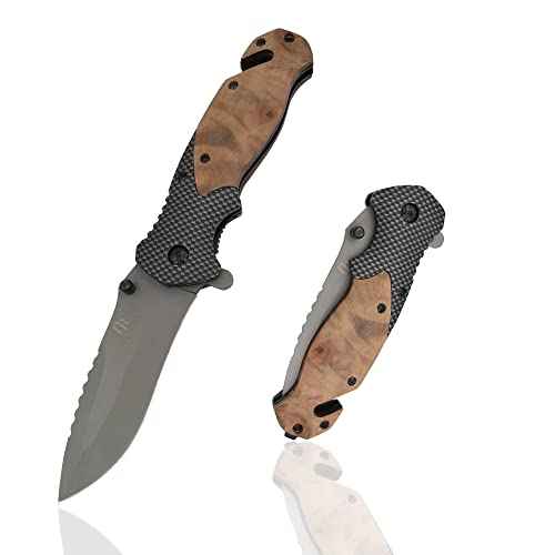 DOOM BLADE Folding Pocket Knife with Spring Assisted, Glass Breaker, Rope Seatbelt Cutter for Camping Fishing Hiking Hunting Outdoor Gifts for Men
