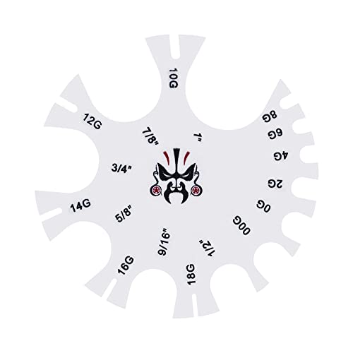 COOEAR Acrylic Piercing Gauge Measurement Wheel 18G-1 Inch (Ruler Variation)