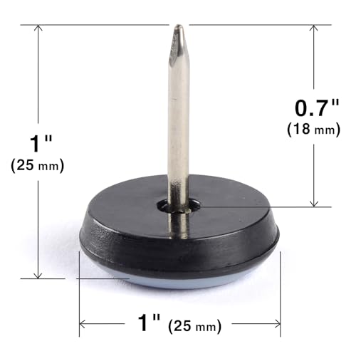 1 Inch Grey Furniture Chair Glides 24 pcs - Nail-on Floor Protectors for All Furniture