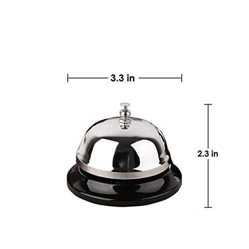 Call Bell 2 Packs 3.3 Inch Diameter with Metal Anti-Rust Construction, Desk Bell for Hotels, Schools, Restaurants, Reception Areas, Hospitals, Warehouses(Silver)