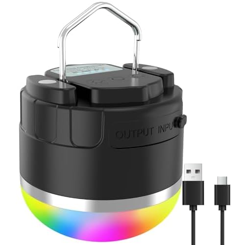 LED Camping Lantern Rechargeable 1000LM, 12 Lighting Modes Hanging Light with Magnetic Base, Portable 4000mAh RGB Tent Lights for Camping, Emergency, Hurricane, Power Outages, Home, Hiking