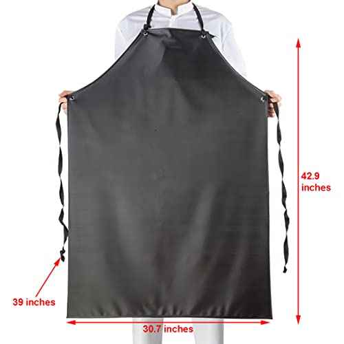 Chemical Resistant Vinyl Apron - Black Plus Size Unisex PVC Aprons for Dishwashing,Dog Grooming,Gardening,Fish Cleaning,Lab Work