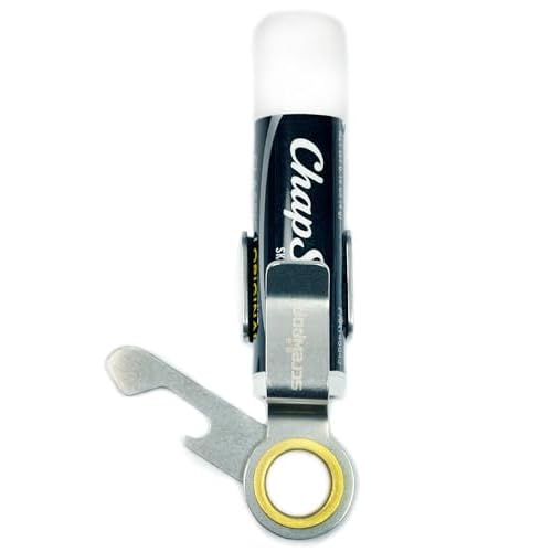 Chapstick Holder Built-to-Last for Keychain and Carabiner Attachment with Swing-Out Bottle Opener Stainless Steel