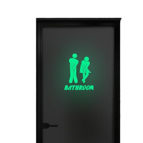 Glow in The Dark Toilet Stickers, Wall Decal for Bathroom and Bath Decorations, PET Waterproof, Kids and Adult Bathroom Signage