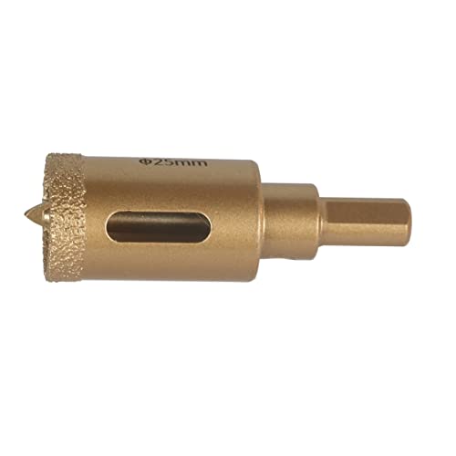Brazed Diamond 1 inch Hole Saw with Center Drill Bit for Ceramic,Porcelain,Tile,Glass,Granite Quartz,Marble,Gemstone,Dry Drilling 25mm