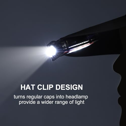 SUNPRO Mini Keychain Flashlight with Clip, 8 Modes Pocket Flash Light, Red Blue COB Side Light, Type-C Rechargeable for Hiking, Camping, Emergency (1, Black)