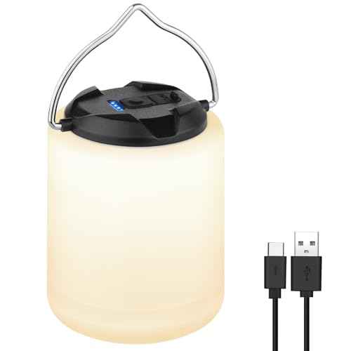 LED Camping Lantern, Rechargeable Camping Light, 4 Modes Outdoor Flashlights Lanterns with 1000LM, Water Resistant Portable Emergency Camp Light for Hurricane Hiking Survival Kits - Black