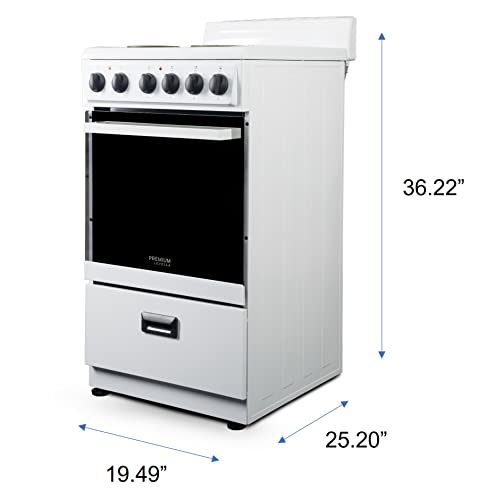 White 20-Inch Premium Levella Electric Range with 4 Coil Burners & 2.2 Cu Ft Oven
