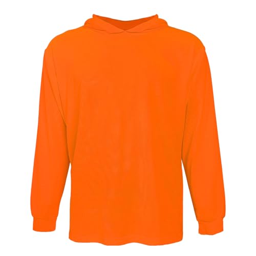 Hi Vis Safety Hoodie, High Visibility Shirts for Men, Long Sleeve, Construction Work Shirts with Sun Protective Hood