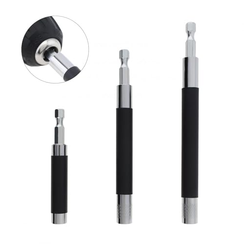 ChgImposs 3pcs/set Scalable Magnetic Screw Drive Guide Drill Bit Tip Holder, 3.15"/4.72"/5.51"(80/120/140mm) Screwdriver Bit Holder Extension Bar Adapter, Drill Bit Guide Rod Adapter