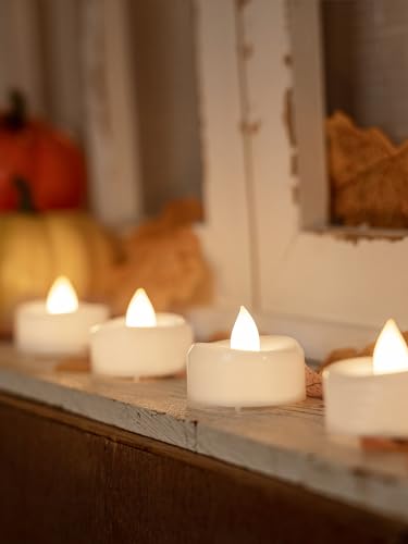 merrynights Warm White LED Tea Lights 24 Pack - Flameless Candles, 200H Battery Life