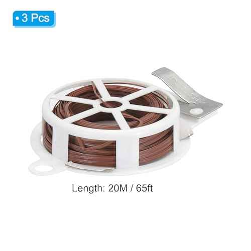 PATIKIL 65ft/20M Twist Ties, 3 Pack PE Garden Plant Ties with Cutter Reusable for Gardening Climbing Vines Office Home Cable Organizing, Brown