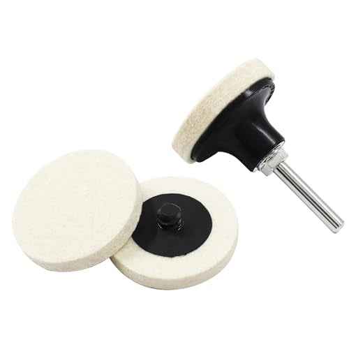 2 Inch Compressed Wool Polishing Buffing Pads, 10 Pcs Wool Buffing Pad with 2" Disc Pad Holder for Polishing and Buffing