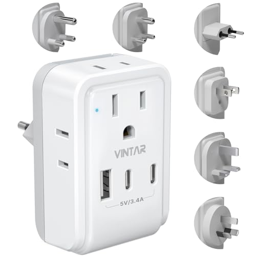 VINTAR All-in-One Universal Travel Adapter Kit Type A/C/G/D/M/I - Detachable Plug