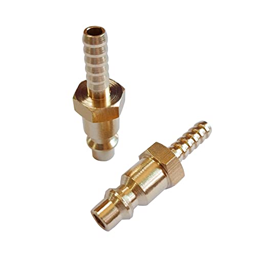 Beduan Solid Brass Air Hose Fittings 1/4" Barb Reducer Quick Connect Air Hose Fittings (Industrial Type D,2Piece)