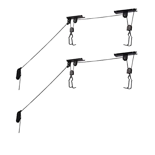 Bike Hanger - Overhead Hoist Pulley System with 100lb Capacity for Bicycles or Ladders - Secure Garage Ceiling Storage by Rad Sportz