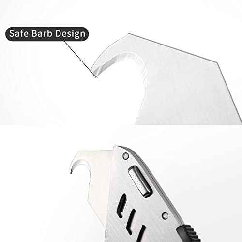 Vickay 30 Pack Utility Knife Hook Blades, SK5 Steel Heavy Duty Box Cutter Replacement Blades with Plastic Case, Standard Size Razor Blades for Most Standard Utility Knives