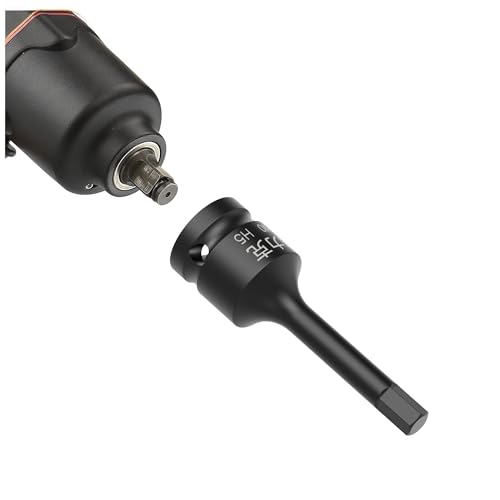 3PCS 3/8" Square Drive H5(5mm) Impact Hex Bit Socket, 60mm(2.36") Length, Hex Driver, Impact Grade, One-Piece Construction, 3/8" Drive Allen Bit Socket, Cr-Mo Steel, Black