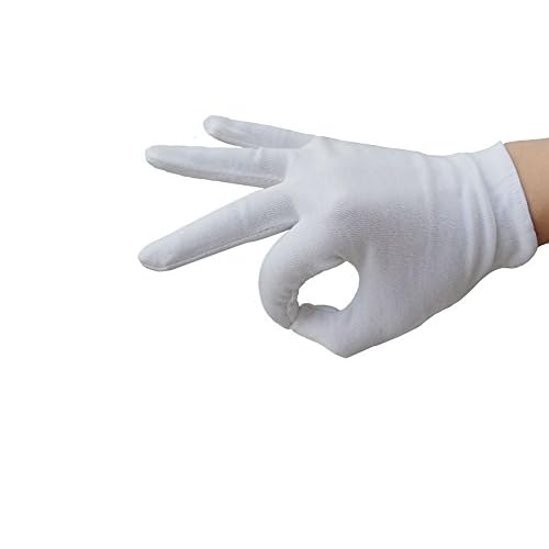lasenersm 12Pcs/6 Pairs 8.27 Inches White Cotton Gloves Work Gloves One Size
