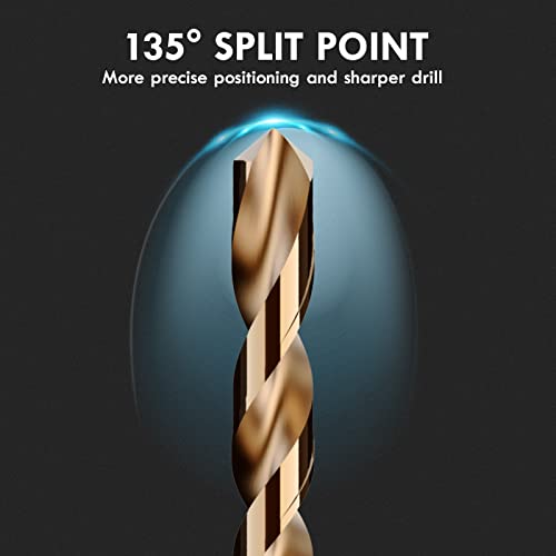 MACXCOIP 13-Piece M35 Cobalt Drill Bit Set, Multi-Size Jobber Length 1/16-1/4"