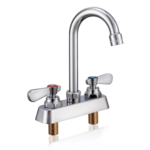 Phivan 4-Inch Center Utility Sink Faucet with 3-1/2" Gooseneck Spout Deck Mount