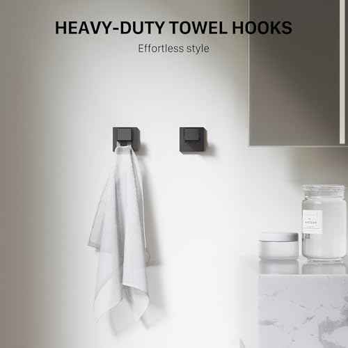 10-Piece 23.6 Inch Matte Black Bathroom Accessories Set, Bathroom Hardware Set, SUS304 Stainless Steel Bath Towel Bar Set, Toilet Paper Holder with Shelf, Towel Hooks, Towel Rings Wall Mounted