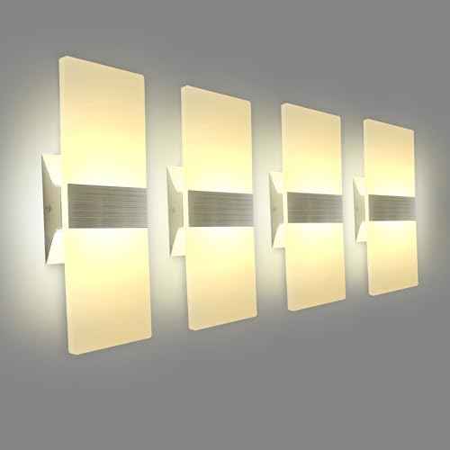 KICAAO Modern Wall Sconces, Led Wall Light 10w, Wall Sconce Up Downlight, Hardwired Acrylic Wall Light Lighting, Suitable for Living Room Corridor Bedside (Warm White 2700K 4Pack)