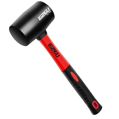 16oz Rubber Mallet Hammer with Fiberglass Handle for Flooring Camping Woodworking