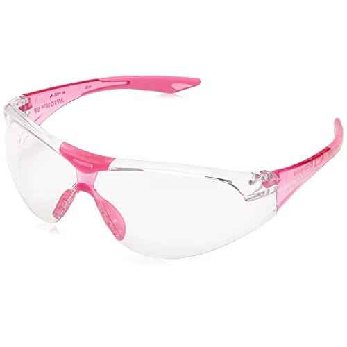 Elvex Delta Plus SG-18C-SLIM-PINK Avion SF Safety Glasses, Clear Lens with Pink Temple Tips, Slim Fit, Flexible, Abrasion Resistant, Anti Fog