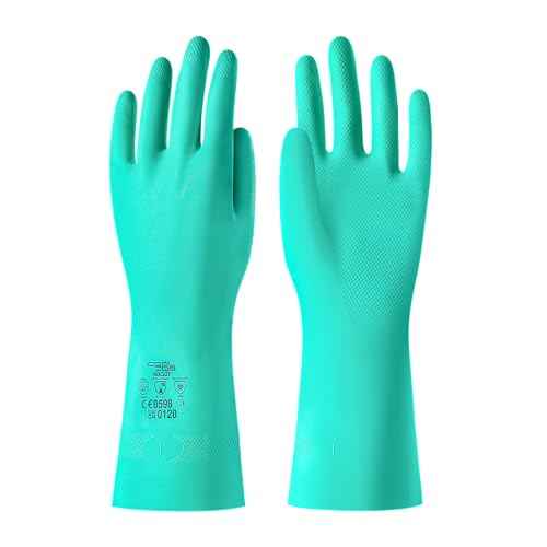 COOLJOB 18 Mil Chemical Resistant Nitrile Gloves 13" Long, Resist Household Acid, Alkali, Solvent and Oil, Latex Rubber Free