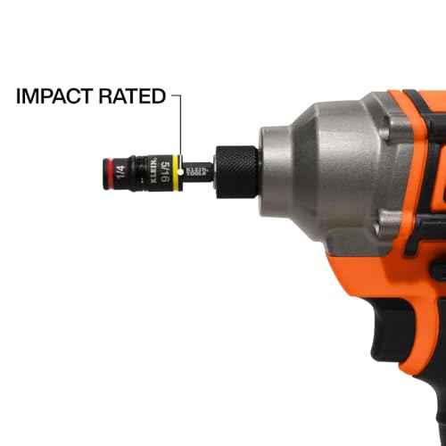 Klein Tools 32931 3-in-1 SAE Impact Socket Set, 1 Flip Socket with 1/4 and 5/16 Nut Driver Sizes and 1/4-Inch Bit Holder, Impact Rated 2-Inch Shaft