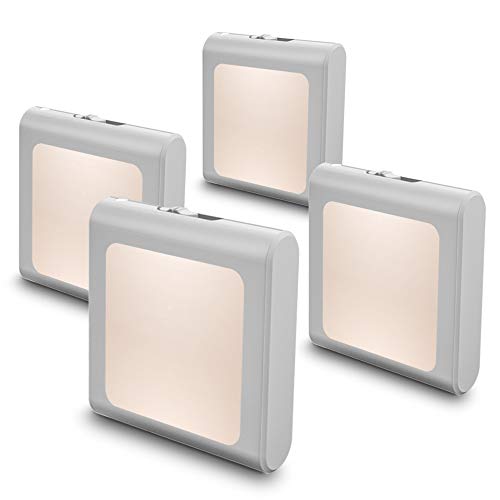 MAZ-TEK Warm White Dimmable Night Light with Auto Dusk to Dawn Sensor - 4 Pack