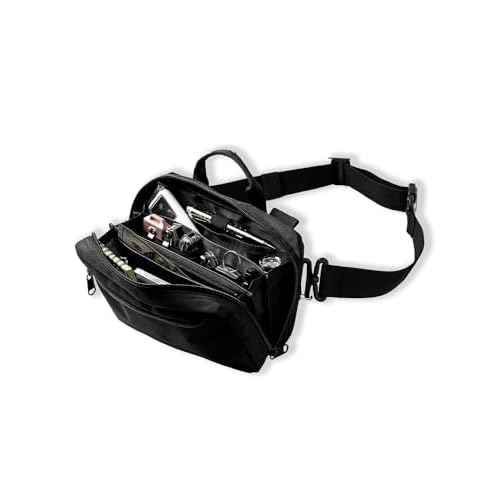 sayram SS1 EDC Sling Bag, Waxed Canvas EDC Sling Backpack, Men's Crossbody Pack Travel Hiking EDC Shoulder Backpack (Classic Black)