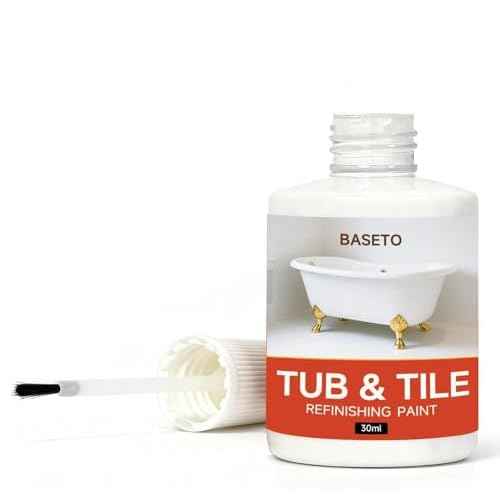 Tub and Tile Paint,High-Gloss White Tub Paint for Bathtub, Quick-Dry Porcelain paint for Scratches & Chips on Porcelain, Acrylic, Enamel, Bathtubs, Cast Iron, Tiles, Sinks and Toilets(1.5Oz,White)