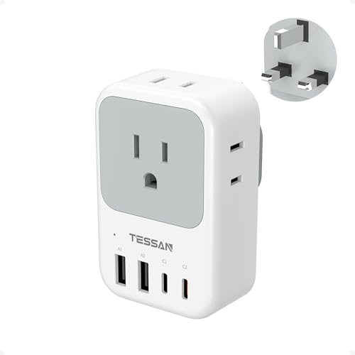 TESSAN UK Type G Plug Adapter for US to UK Travel – Ireland Version