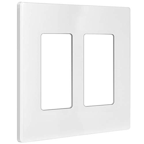 ENERLITES Standard 2-Gang White Screwless Decorator Wall Plate Cover - Durable, Easy to Install